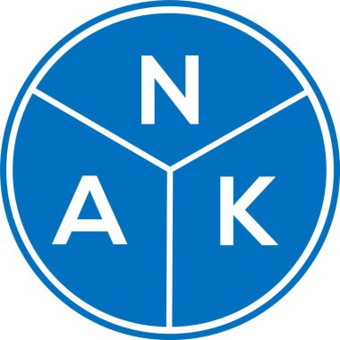 Beyaz arka planda NAK harf logosu tasarımı. NAK yaratıcı harflerin baş harfleri logo kavramı. NAK harf tasarımı.