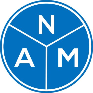Beyaz arka planda NAM harf logosu tasarımı. NAM yaratıcı harf logosu konsepti. NAM harf tasarımı.