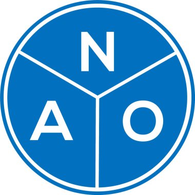 Beyaz arka planda NAO harfi logo tasarımı. NAO yaratıcı harf logosu konsepti. NAO harf tasarımı.