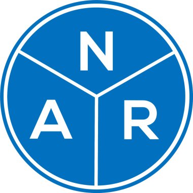 Beyaz arka planda NAR harfi logo tasarımı. NAR yaratıcı harf logosu konsepti. NAR harf tasarımı.