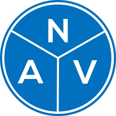 Beyaz arka planda NAV harf logosu tasarımı. NAV yaratıcı harf logosu konsepti. NAV harf tasarımı.