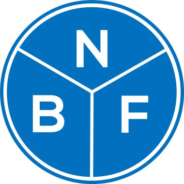 Beyaz arka planda NBF harf logosu tasarımı. NBF yaratıcı harflerin baş harfleri logo kavramı. NBF harf tasarımı.