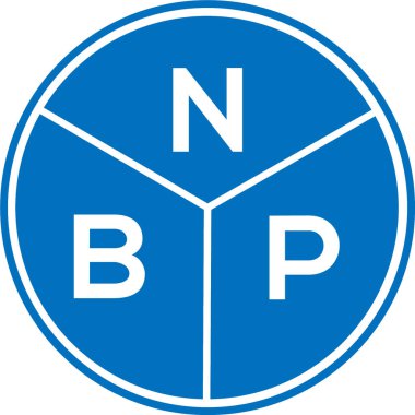 Beyaz arka planda NBP harf logosu tasarımı. NBP yaratıcı harflerin baş harfleri logo kavramı. NBP harf tasarımı.