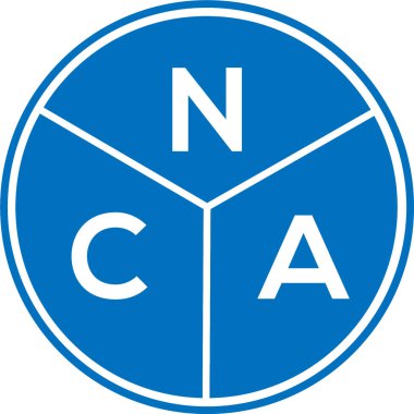 Beyaz arka planda NCA mektup logosu tasarımı. NCA yaratıcı harfler logosu konsepti. NCA harf tasarımı.