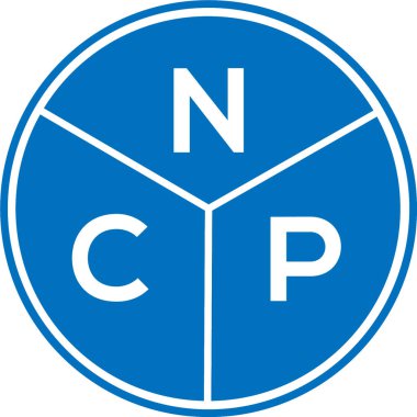 Beyaz arka planda NCP harf logosu tasarımı. NCP yaratıcı harflerin baş harfleri logo kavramı. NCP harf tasarımı.