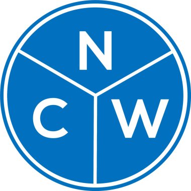 Beyaz arka planda NCW harf logosu tasarımı. NCW yaratıcı harfler logosu konsepti. NCW harf tasarımı.