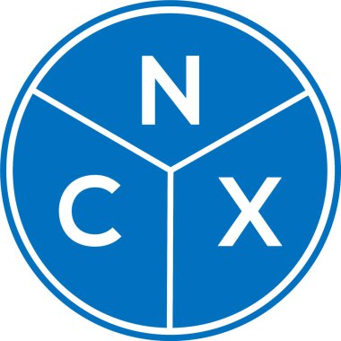 Beyaz arka planda NCX harfli logo tasarımı. NCX yaratıcı harflerin baş harfleri logo kavramı. NCX harf tasarımı.