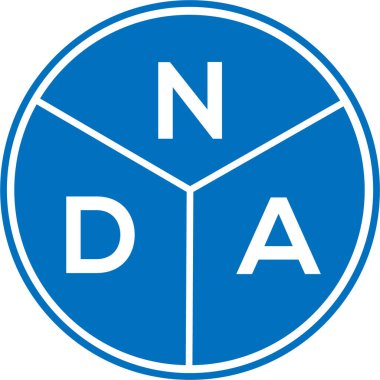 Beyaz arka planda NDA harf logosu tasarımı. NDA yaratıcı harfler logosu konsepti. NDA harf tasarımı.