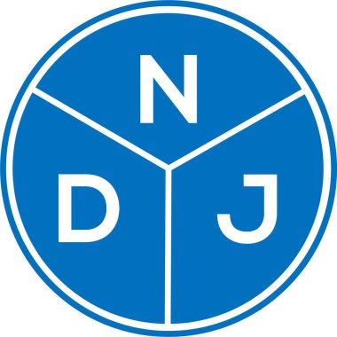 Beyaz arka planda NDJ harf logosu tasarımı. NDJ yaratıcı harfler logosu konsepti. NDJ harf tasarımı.