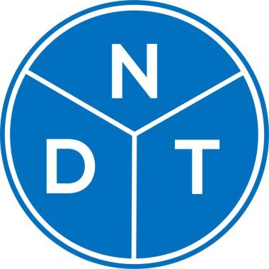 Beyaz arka planda NDT harf logosu tasarımı. NDT yaratıcı harflerin baş harfleri logo kavramı. NDT harf tasarımı.