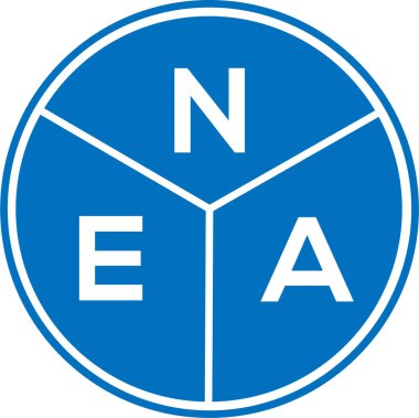 Beyaz arka planda NEA harf logosu tasarımı. NEA yaratıcı harfler logosu konsepti. NEA harf tasarımı.