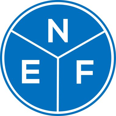 Beyaz arka planda NEF harf logosu tasarımı. NEF yaratıcı harflerin baş harfleri logo kavramı. NEF harf tasarımı.