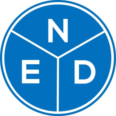 Beyaz arka planda NED mektup logosu tasarımı. NED yaratıcı harfler logosu konsepti. NED harf tasarımı.