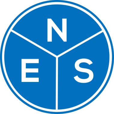 Beyaz arkaplanda NES harfli logo tasarımı. NES yaratıcı harfler logosu konsepti. NES harf tasarımı.