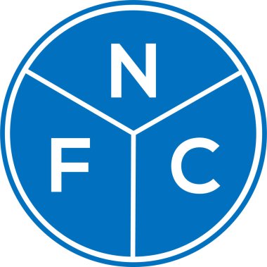Beyaz arka planda NFC harf logosu tasarımı. NFC yaratıcı harflerin baş harfleri logo kavramı. NFC harf tasarımı.