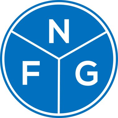 Beyaz arka planda NFG harf logosu tasarımı. NFG yaratıcı harflerin baş harfleri logo kavramı. NFG harf tasarımı.