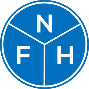 Beyaz arka planda NFH harf logosu tasarımı. NFH yaratıcı harflerin baş harfleri logo kavramı. NFH harf tasarımı.