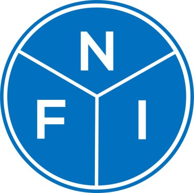 Beyaz arka planda NFI harf logosu tasarımı. NFI yaratıcı harflerin baş harfleri logo kavramı. NFI harf tasarımı.