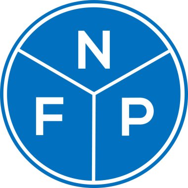 Beyaz arka planda NFP harf logosu tasarımı. NFP yaratıcı harflerin baş harfleri logo kavramı. NFP harf tasarımı.