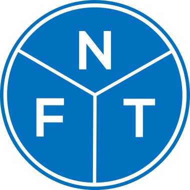 Beyaz arka planda NFT harf logosu tasarımı. NFT yaratıcı harflerin baş harfleri logo kavramı. NFT harf tasarımı.
