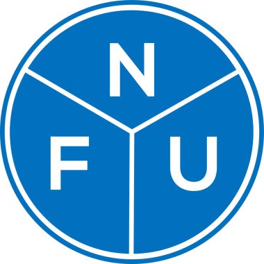 Beyaz arka planda NFU harf logosu tasarımı. NFU yaratıcı harflerin baş harfleri logo kavramı. NFU harf tasarımı.