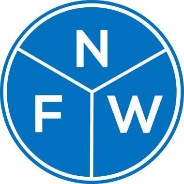 Beyaz arka planda NFW harf logosu tasarımı. NFW yaratıcı harflerin baş harfleri logo kavramı. NFW harf tasarımı.