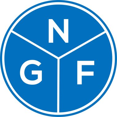 Beyaz arka planda NGF harf logosu tasarımı. NGF yaratıcı harflerin baş harfleri logo kavramı. NGF harf tasarımı.