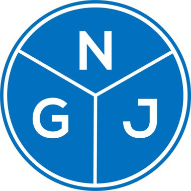 Beyaz arka planda NGJ harf logosu tasarımı. NGJ yaratıcı harflerin baş harfleri logo kavramı. NGJ harf tasarımı.