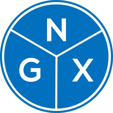 Beyaz arka planda NGX harfli logo tasarımı. NGX yaratıcı harflerin baş harfleri logo kavramı. NGX harf tasarımı.