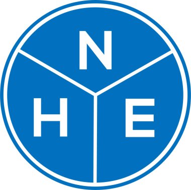 Beyaz arka planda NHE harf logosu tasarımı. NHE yaratıcı harf logosu konsepti. NHE harf tasarımı.