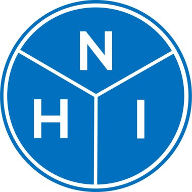 Beyaz arka planda NHI harf logosu tasarımı. NHI yaratıcı harf logosu konsepti. NHI harf tasarımı.