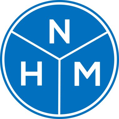 Beyaz arka planda NHM harf logosu tasarımı. NHM yaratıcı harflerin baş harfleri logo kavramı. NHM harf tasarımı.
