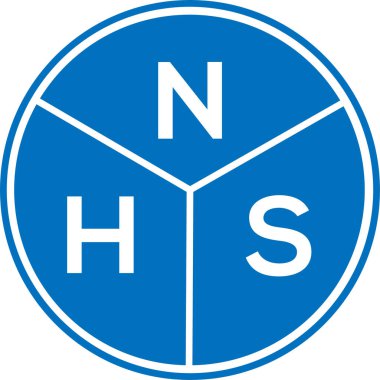 Beyaz arka planda NHS harf logosu tasarımı. NHS yaratıcı harflerin baş harfleri logo kavramı. NHS harf tasarımı.