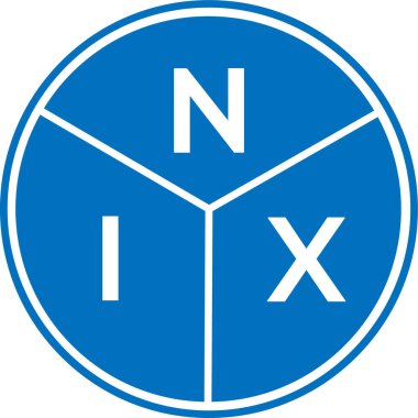 Beyaz arka planda NIX harfli logo tasarımı. NIX yaratıcı harflerin baş harfleri logo kavramı. NIX harf tasarımı.