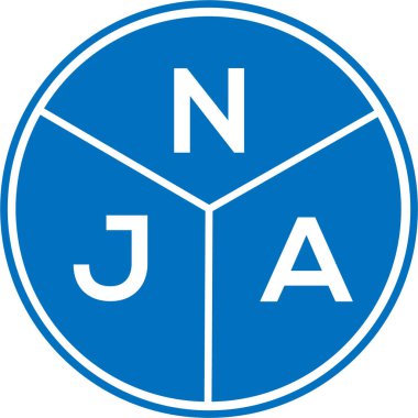 Beyaz arka planda NJA harf logosu tasarımı. NJA yaratıcı harf logosu konsepti. NJA harf tasarımı.