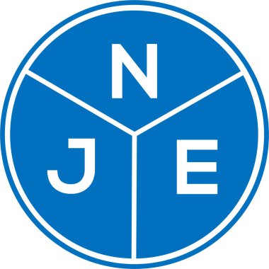Beyaz arka planda NJE harf logosu tasarımı. NJE yaratıcı harflerin baş harfleri logo kavramı. NJE harf tasarımı.