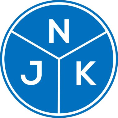 Beyaz arka planda NJK harf logosu tasarımı. NJK yaratıcı harflerin baş harfleri logo kavramı. NJK harf tasarımı.