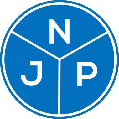 Beyaz arka planda NJP harf logosu tasarımı. NJP yaratıcı harflerin baş harfleri logo kavramı. NJP harf tasarımı.