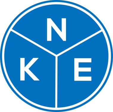 Beyaz arkaplanda NKE harfi logo tasarımı. NKE yaratıcı harfler logosu konsepti. NKE harf tasarımı.