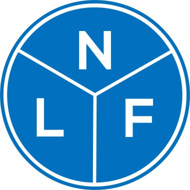 Beyaz arka planda NLF harf logosu tasarımı. NLF yaratıcı harf logosu konsepti. NLF harf tasarımı.