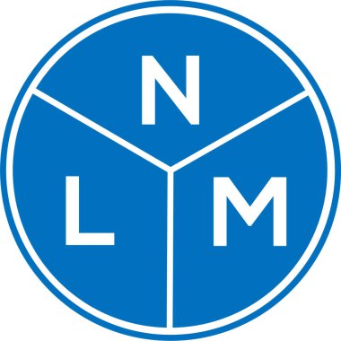 Beyaz arka planda NLM harf logosu tasarımı. NLM yaratıcı harflerin baş harfleri logo kavramı. NLM harf tasarımı.