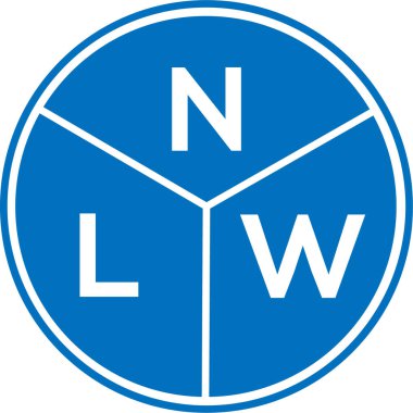 Beyaz arka planda NLW harf logosu tasarımı. NLW yaratıcı harflerin baş harfleri logo kavramı. NLW harf tasarımı.