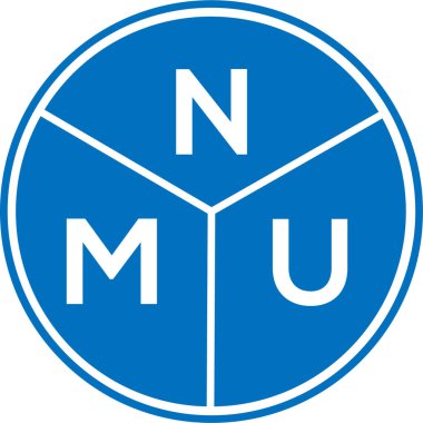 Beyaz arka planda NMU harf logosu tasarımı. NMU yaratıcı harflerin baş harfleri logo kavramı. NMU harf tasarımı.