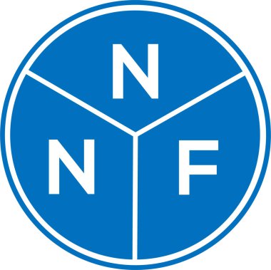 Beyaz arka planda NNF harf logosu tasarımı. NNF yaratıcı harflerin baş harfleri logo kavramı. NNF harf tasarımı.