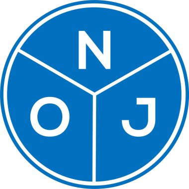 Beyaz arka planda NOJ harfi logo tasarımı. NOJ yaratıcı harflerin baş harfleri logo kavramı. NOJ harf tasarımı.