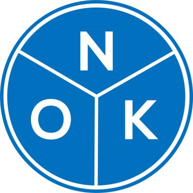Beyaz arka planda NOK harf logosu tasarımı. NOK yaratıcı harflerin baş harfleri logo konsepti. NOK harf tasarımı.