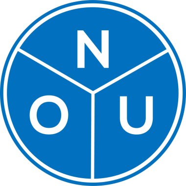 Beyaz arka planda NOU harf logosu tasarımı. NOU yaratıcı harflerin baş harfleri logo kavramı. NOU harf tasarımı.