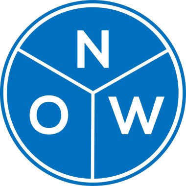 Beyaz arka planda Now Harfi logo tasarımı. Yaratıcı harflerin baş harfleri logo konsepti. Şimdi harf tasarımı.