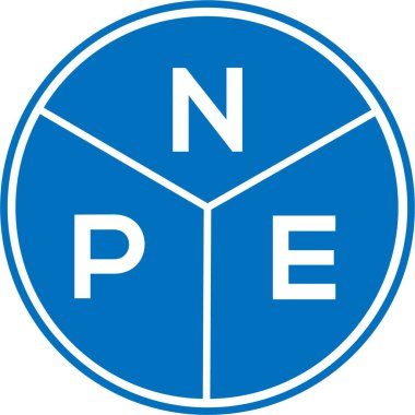 Beyaz arka planda NPE harf logosu tasarımı. NPE yaratıcı harflerin baş harfleri logo konsepti. NPE harf tasarımı.