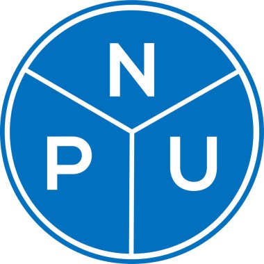Beyaz arka planda NPU harf logosu tasarımı. NPU yaratıcı harf logosu konsepti. NPU harf tasarımı.